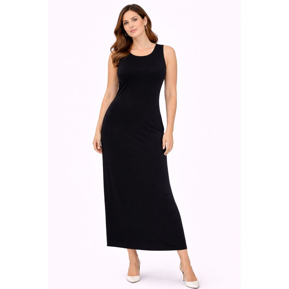 Travelers Chico’s Simone Maxi Dress Sleeveless Black 1
